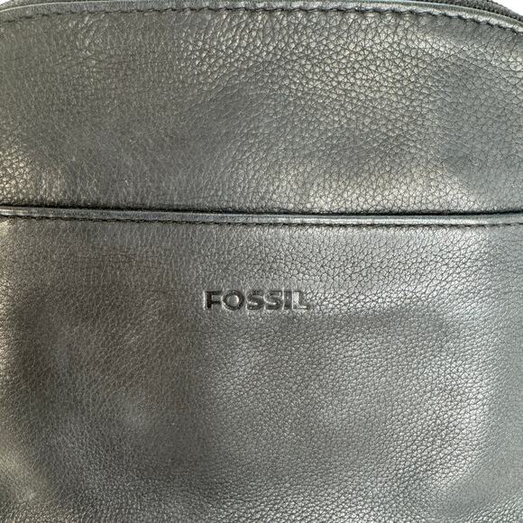Fossil Black Leather Crossbody Purse – Small Zip Organizer Shoulder Bag - Picture 4 of 16